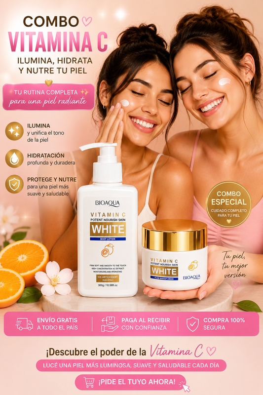 EL DUO PERFECTO!! CREMA BLANQUEADORA + CREMA CREMA CORPORAL VITAMINA C