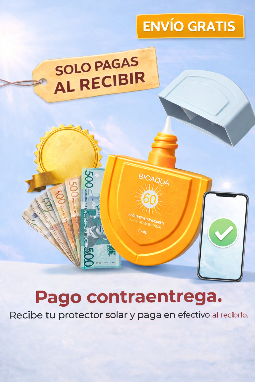Se acerca el verano ☀️ Protector Solar BIOAQUA SPF 60. Hidratación y Protección en un Solo Paso.