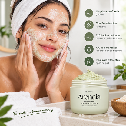 Limpiador Facial Mochi de Arroz — Piel Limpia, Suave y Fresca en Segundos