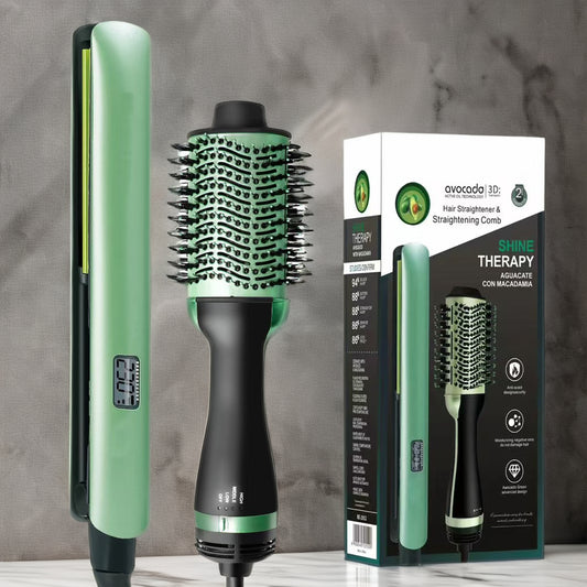 🥑 Cepillo y Plancha Aguacate 3 en 1 -  Belleza, potencia y estilo en una sola herramienta