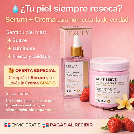 EL 2X1 QUE TU PIEL NECESITA!!  Truly Crema + Truly Serum Fresa 🍓✨
